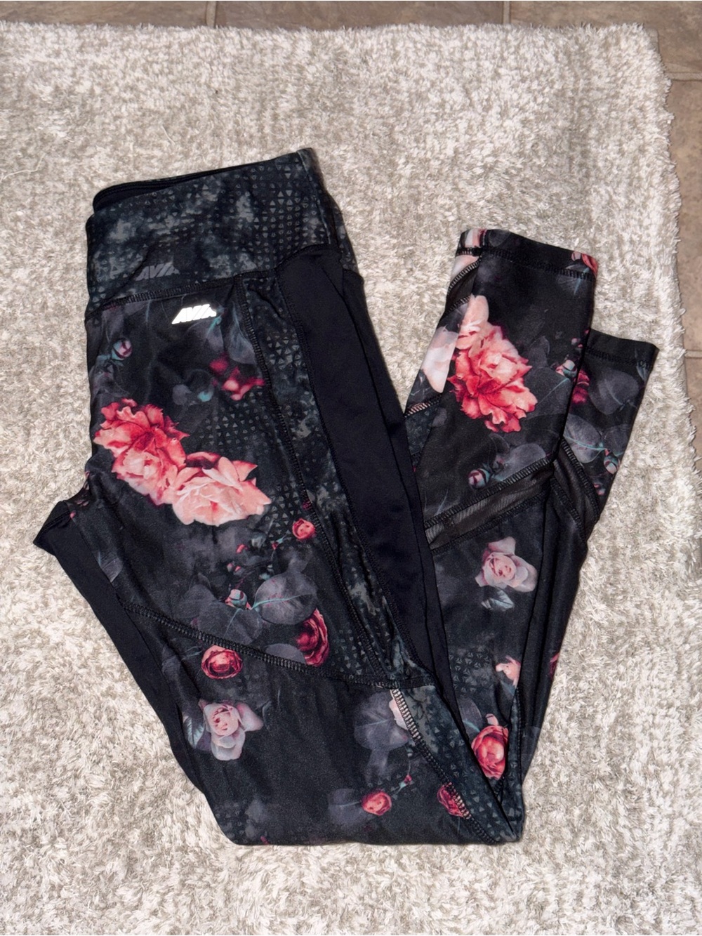 Athleta Black Floral High-Rise Leggings